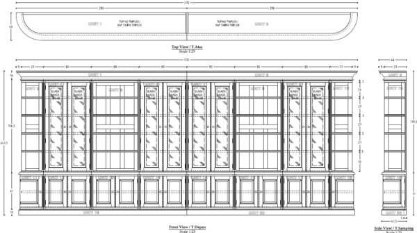 Werktekening Klassieke bibliotheekkast Turner